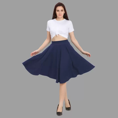 sanket synthetics Solid Women A-line Dark Blue Skirt