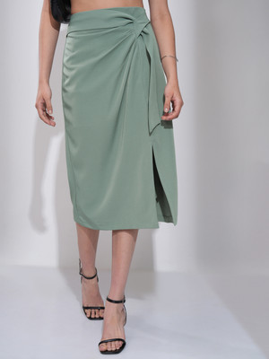 Tokyo Talkies Solid Women Straight Green Skirt