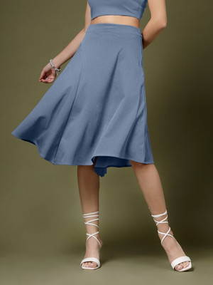 Oomph! Solid Women A-line Blue Skirt