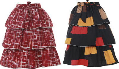 Miranga Floral Print Girls Pleated Multicolor Skirt