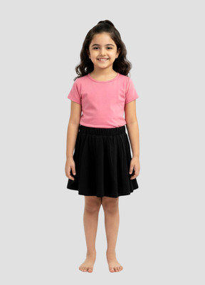 Charm n Cherish Solid Girls Regular Black Skirt