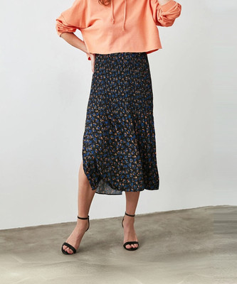 Trendyol Floral Print Women Flared Multicolor Skirt
