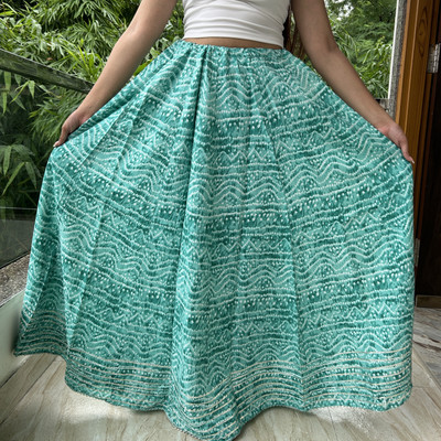 JAIPUR RAJWADA Printed Women Flared Light Green Skirt