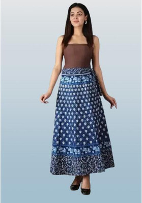 Tankaviss Printed Women Regular Blue Skirt