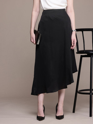 French Connection Solid Women A-line Black Skirt