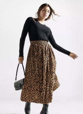 simplesio attire Animal Print Women Pleated Multicolor Skirt