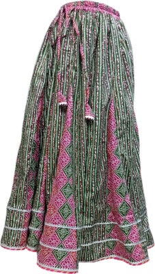 ROSEWORLD FASHION Floral Print Women Flared Pink, Green Skirt