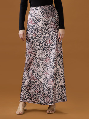 Globus Animal Print Women A-line Gold, Black Skirt