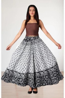 Tankaviss Printed Women Regular White Skirt