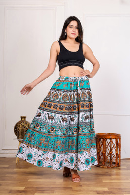 Shiv Printed Women Flared Multicolor Skirt