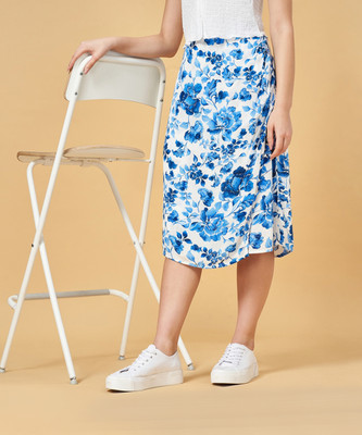 Honey By Pantaloons Printed Women Regular Light Blue Skirt