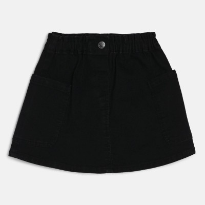 MINI KLUB Solid Girls Regular Black Skirt