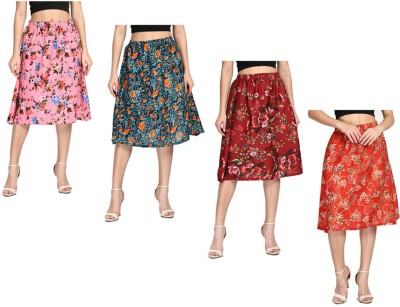 KAVYA Floral Print Women A-line Pink, Maroon, Red Skirt