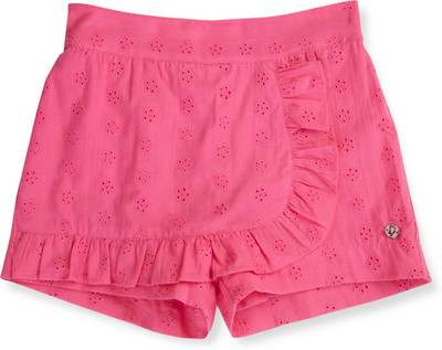 GINI & JONY Short For Girls Casual Self Design Pure Cotton(Pink, Pack of 1)