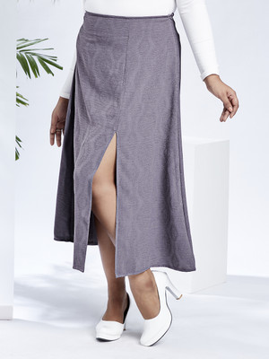 Globus Self Design Women A-line Grey Skirt