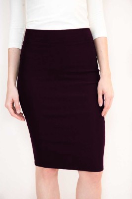 Neu Look Solid Women Pencil Maroon Skirt