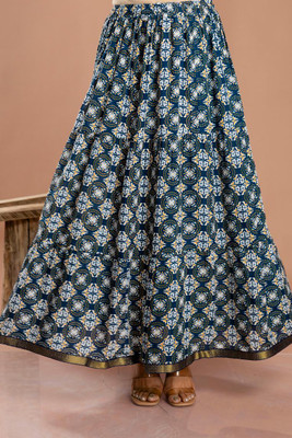 HIMCARE Floral Print Women Flared Grey Skirt