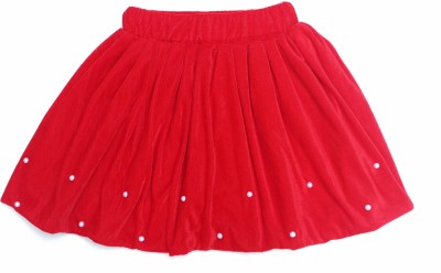 MVD Fashion Solid Girls Gathered Red Skirt