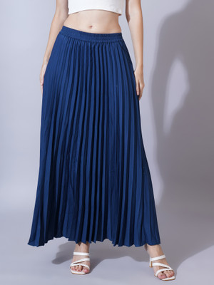 Moda Rapido Self Design Women Flared Dark Blue Skirt