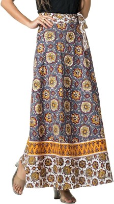 MayFay Printed Women Wrap Around Grey Skirt