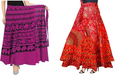 Radhe Collection Animal Print Women Wrap Around Multicolor Skirt
