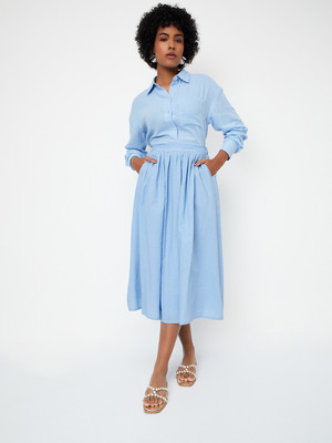 MAX Solid Women Regular Blue Skirt
