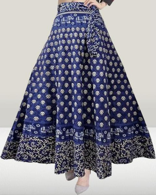 Tankaviss Printed Women Regular Dark Blue Skirt