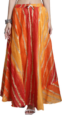 JABAMA Striped Women Flared Orange Skirt