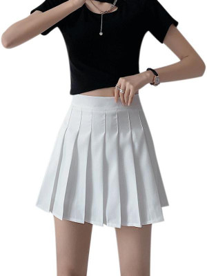 ATF FASHION Solid Women Pleated White Skirt