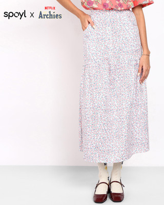 Unrule Floral Print Women A-line Multicolor Skirt