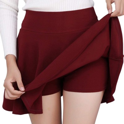 ALYNE Solid Women Flared Maroon Skirt