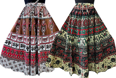 creations sarthak Printed Women Flared Multicolor Skirt
