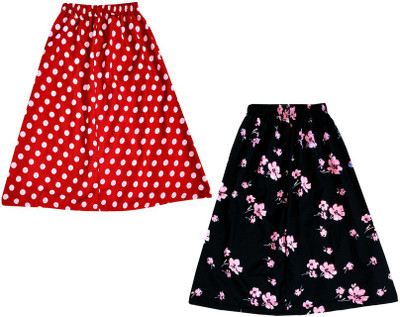 MTI FASHIONS Floral Print Girls A-line Red, Black Skirt