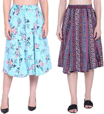 Mannat Diva Printed Women A-line Multicolor Skirt