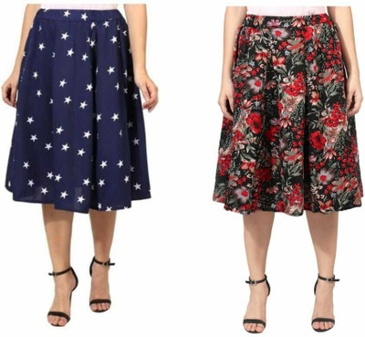 Mannat Diva Printed Women A-line Multicolor Skirt