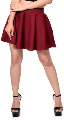 SKARLET ZONE Solid Women Regular Maroon Skirt