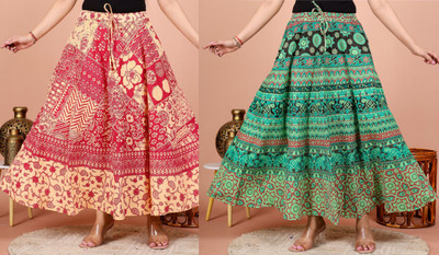 Akash Enterprise Printed Women Flared Multicolor Skirt