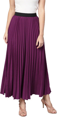 ZWERLON Solid Women Flared Purple Skirt