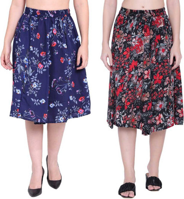 Mannat Diva Floral Print Women Flared Multicolor Skirt
