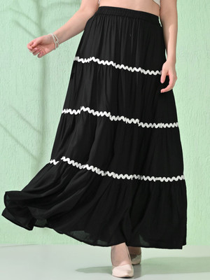 amar fashion Solid Women Regular Black Skirt