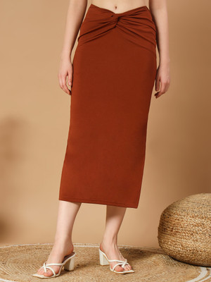 METRONAUT Solid Women Regular Brown Skirt