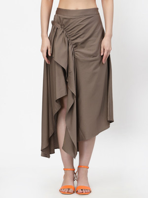 LELA Solid Women A-line Beige Skirt