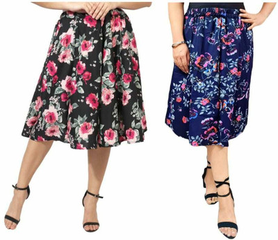 Manat Diva Floral Print Women A-line Multicolor Skirt