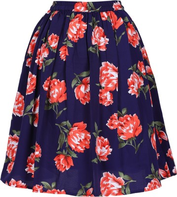 FGL Floral Print Girls Flared Multicolor Skirt