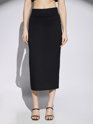 Globus Solid Women Pencil Dark Blue Skirt