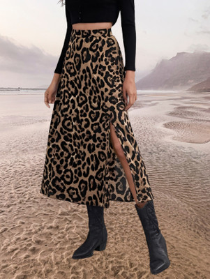 Maheshvi Animal Print Women Flared Multicolor Skirt