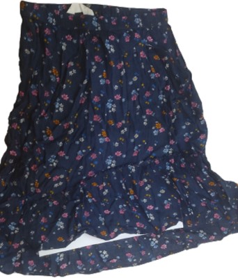 PK Collection Solid Girls Straight Dark Blue Skirt