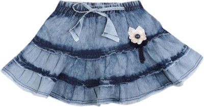 V-MART Solid Girls Regular Blue, Blue Skirt