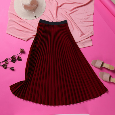 LookShine Printed Women Layered Maroon Skirt