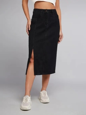 ACUAN Washed Women Pencil Black Skirt